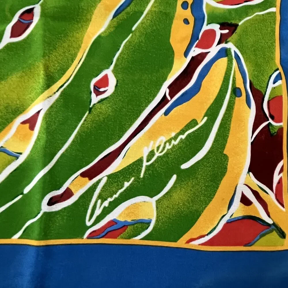 Anne Klein Decorative Silk Scarf 30 in x 30 in Vibrant Tropical Leaves